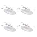 SYLVANIA 5”/6” LED Recessed Lighting Downlight with Trim, 8.5W=65W, Dimmable, 675 Lumens, White, 3000K, Wet Rated / UL / Energy Star - 4 Pack (62023)