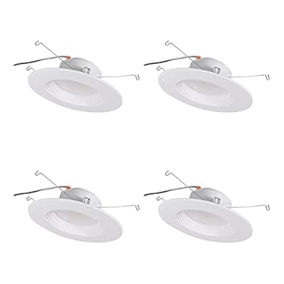 SYLVANIA 5”/6” LED Recessed Lighting Downlight with Trim, 8.5W=65W, Dimmable, 675 Lumens, White, 3000K, Wet Rated / UL / Energy Star - 4 Pack (62023)