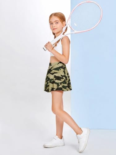 Image of Haloumoning Girls Tennis Skirt High Waisted Athletic Skorts | Pockets Shorts, Crossover,Workout Golf Running Skirts