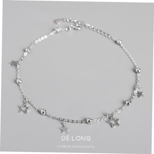 Tobillera de plata para mujer ajustable con colgante geométrico 5