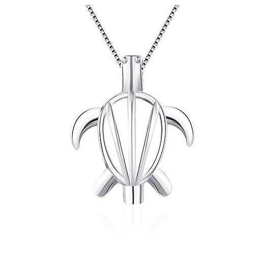 LGSY Turtle Cage Pendants for Pearl Jewelry Making Sterling Silver, Design Pearl Cage Pendants for Adorable Gift