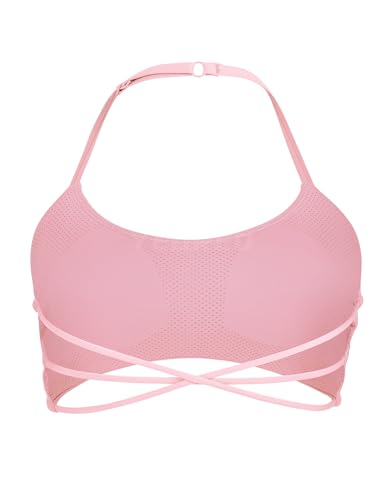 Image of YEOREO Women's Sports Bra Halter Workout Sports Bra Strappy Criss Cross Back Bra Removable Padded Yoga Crop Top