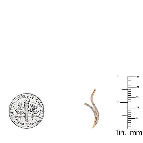 Dazzlingrock Collection 0.20 Carat (Ctw) 10K Round Lab Grown Diamond Ladies Double Row Crawler Climber Earrings, Rose Gold #TOP5