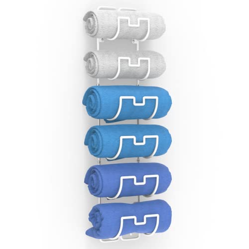 Bextsrack Towel Rack Wall Mounted Metal Wine Rack Towel Holder Organizer for Storage of Bathroom Towels, Washcloths, Hand Towels, White