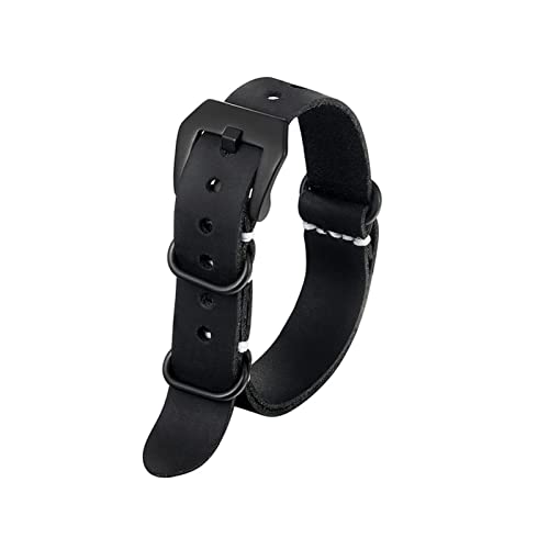 Reloj de cuero militar OTAN correa negro marrón café pulsera wistbanda 24mm