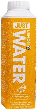 JUST Water Infused - Lemon Flavored Spring Water - Eco-Friendly and Sustainable, Boxed Bottled Water - Low Calorie Beverage with No Artificial Flavors, 8.0 Alkaline pH - 16.9 Oz, (Pack of 12)…