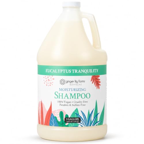 Image of Ginger Lily Farms Botanicals Shampoo, 128oz, Eucalyptus Tranquility | 100% Vegan & Cruelty-Free | Moisturizing Shampoo for All Hair Types | Refill Size