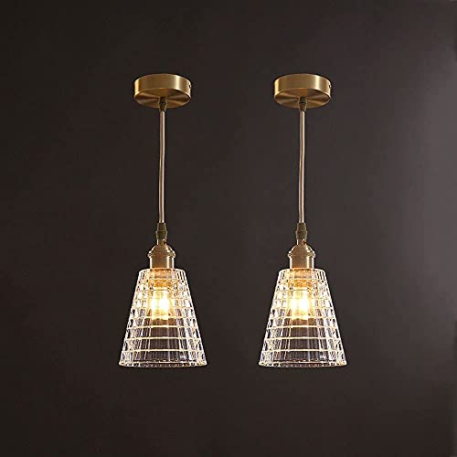 Pendant light en verre ciselé et mini finition laiton post-moderne - 6