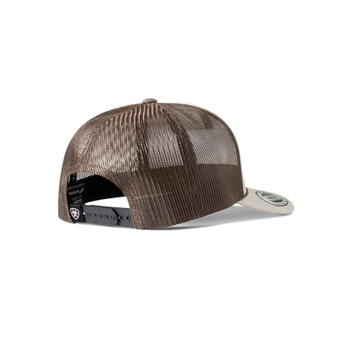 Image of ARIAT Men's Suede Patch International Cap, Structured 6-Panel, Snap Back, Mesh Back, Polyester Blend, Tan
