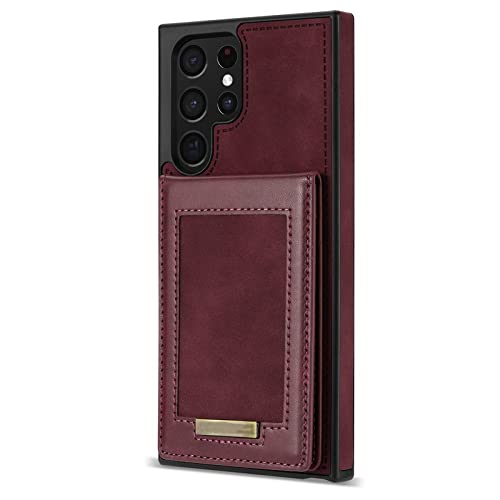 Coque en cuir de style premium pour Samsung S21 Plus couleur vin rouge raffiné