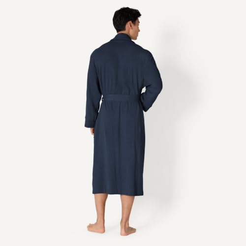 Image of Amazon Essentials Men's Lightweight Cotton Waffle Bath Robe, Mid-Length Loungewear (Available in Big & Tall)