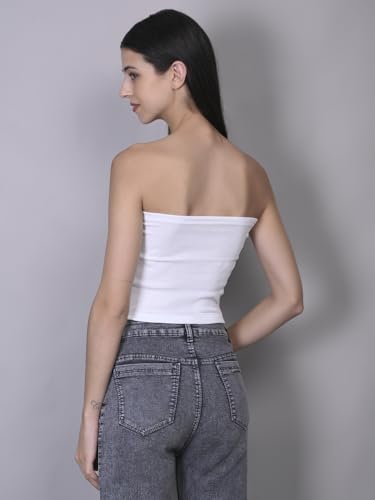 Image of SriSaras Women's Black & White Cotton Strechable Tank Tops /Crop Tops