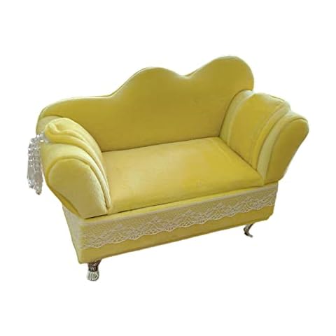 Milageto European Style Jewelry Box Organizer Display Furniture Model for Rings Earrings Bracelet Girls Women Bedroom Room Decor, Sofa Cream Yellow Cover