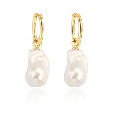Gold Plated White Baroque Pearl