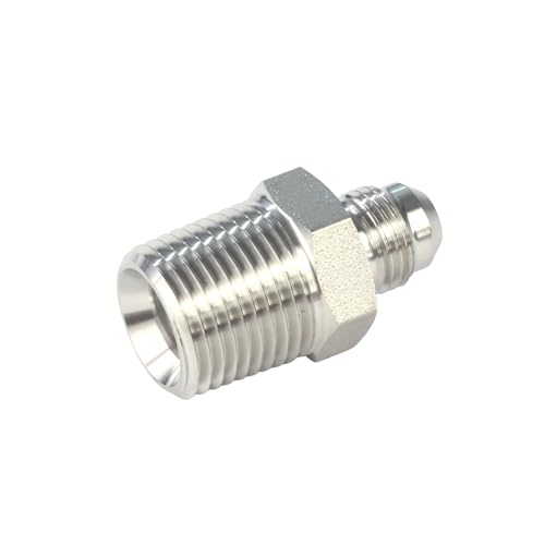 Image of HFS(R) 1 /2 inch NPT Male to 3 /8 inch JIC Male Adapter Flared Tube Fitting Pipe Connector Stainless Steel 304