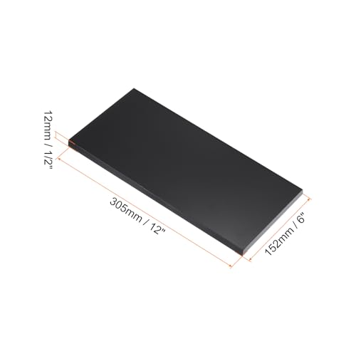 Image of 12 inch x 6 inch x 1 /2 inch HDPE Plastic Sheet, High Density Polyethylene Sheet Cutting Board Black Solid Block, [for DIY, Home Floor]