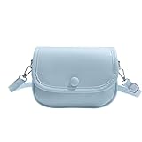 Bolso de hombro para mujer, elegante y cuadrado de piel sintética, estilo coreano, estilo coreano, bandolera de piel sintética, estilo coreano, Blue, One Size