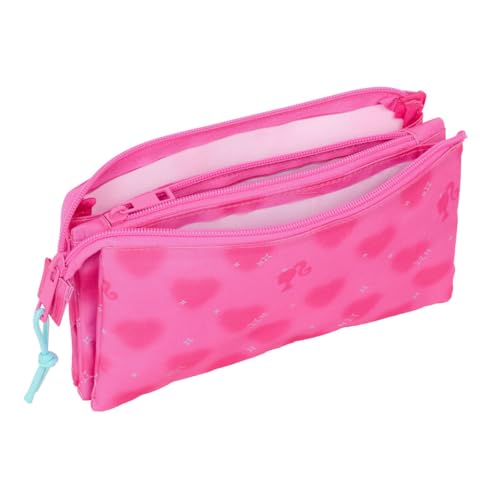 Miniatura 6 de SAFTA Barbie Corazones - Portatodo Triple, Estuche Infantil, Estuche Niño, Ideal para Niños en Edad Escolar, Cómodo y Versátil, Calidad y Resistencia, 22x3x12 cm