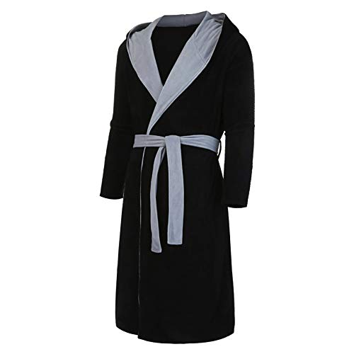 Men's Winter Plush Lengthened Shawl Bathrobe Home Clothes Long Sleeved Hooded Robe Coat Men Robe Fur Robe3
