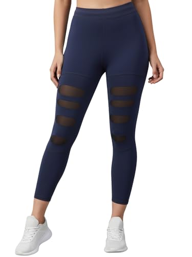 Image of BLINKIN Women's Sports Tights & Leggings with Mesh Insert : Ideal Gym Wear for Woman Active Wear, Yoga & Fitness - The Ultimate Gym Pants for Women Workout (5001)