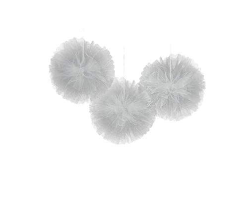 Amscan Silver Tulle Large Fluffy Pom Decorations (3ct)