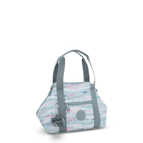 Image of Kipling womens Art Solid Mini Handbag, Cotton Indigo, Palmtree Leaves, 15.25''L x 8.25''H x 7.25''D, Kipling Women's Art Mini Prt Tote Bag