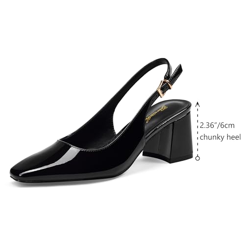 GENSHUO Slingback Heels for Women Pumps Square Closed Toe Low Chunky Block Heel Dress Pumps Comfortable Slip On Work Wedding Casual Office Shoes2
