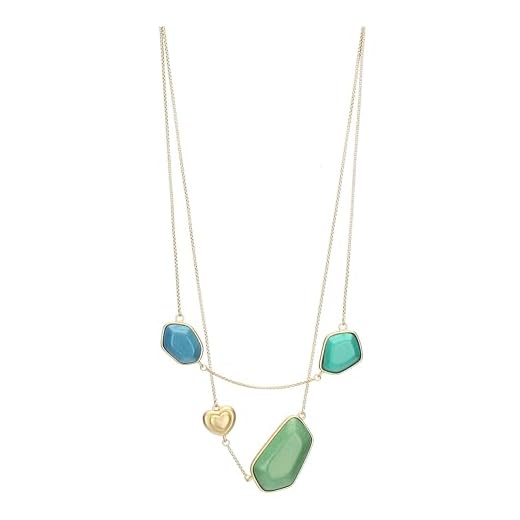 THUN - Collana con pietre e cuore - ceramica, metallo - Collezione Dedicato a te - 90 + 5 cm