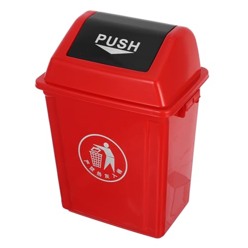 Cubo de basura de 10l evita olores con tapa abatible para plástico rojo