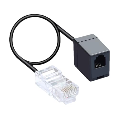 Adaptador de Jack Telefónico a Ethernet – Cable de 35 cm, Convertidor RJ11 6P4C macho RJ45 8P8C hembra, cable de señal | Robusto cable de conexión de ABS para fax, dispositivos digitales, Configuraz