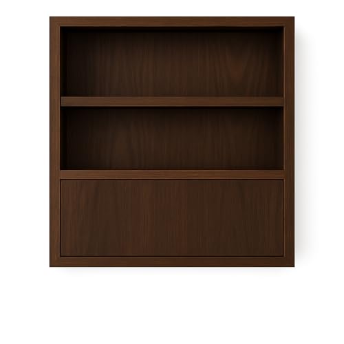 Image of Solid Sheesham Wood Wall Mounted Foldable Study Desk | Walnut Finish | Space Saving Writing Table with Shelves | Self Assembly with Screws & Plugs (Walnut)
