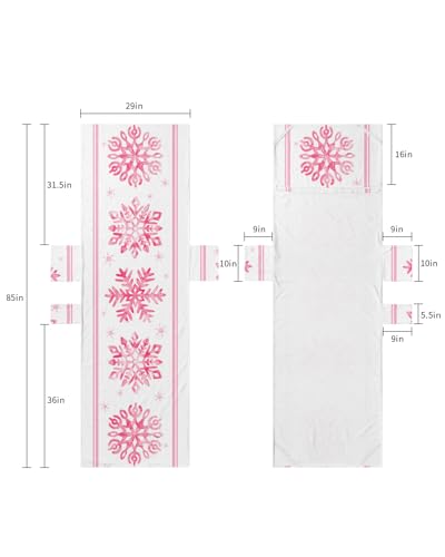 Pink Snowflake Christmas Beach Lounge Chair Towel Cover, Soft Chaise Lounge Towel with Side Pockets Patio Pool Chairs Cover for Beach/Pool Sunbathing 29x85 Xmas Winter Snowflake Pink Striped