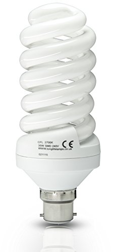 Energy Saving Spiral Compact Fluorescent Light Bulb 35W B22 Bayonet T4 Technology Warm White 175w Equivalent