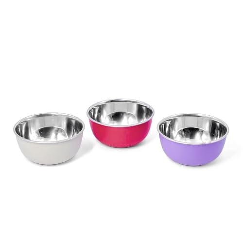 Image of Stainless Steel Microwave Safe Bowls 12cm Set of 3 | Multicolor Kitchen Serving Bowls | Food Storage and Serving Bowls | 300 ML