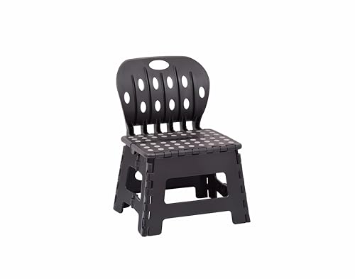 Taburete plegable con respaldo y escalera