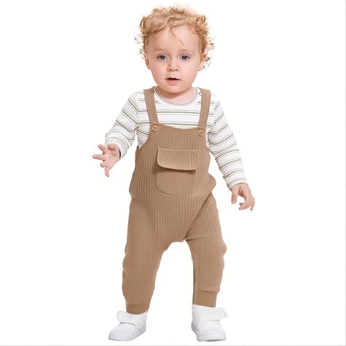 Image of CARETOO Baby Boy Clothes Suit Infant Gentleman Boy Outfits Dress Shirt /Bowtie /Suspender Pants Set 0-18 Months