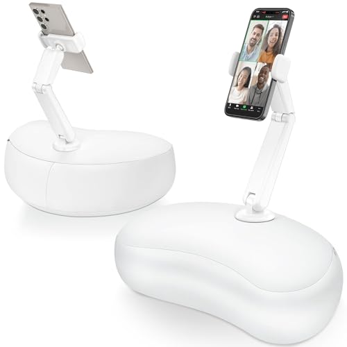 Pillow Phone Holder for Bed with Flexible Arm, 360&deg; Rotating Phone Pillow Stand for Laying Down, Patented Crescent Cushion Compatible with iPhone & 4.7"-7.0" Phones, Hands-Free Stand for Sofa, Lap