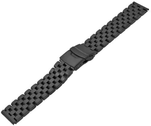 Image of Brushed Metal Watch Bands for Men Women Solid Stainless Steel Watch Band 18 /20 /22 /24 /26mm Watch Bracelet Strap Deployment Double Lock Deployment Buckle Black Silver Blue Gold