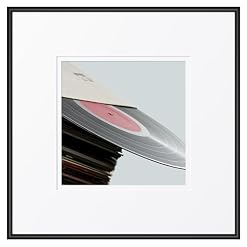 eletecpro 12.5×12.5 Record Frame, High Edge PVC Vinyl Frame for 12 in & 7 in Albums with 2 Dual-Color Mats and Acrylic Cover, Vinyl Wall Display with Hanging Hooks for Home Decor - Les Beatles, Paul McCartney, John Lennon, RIngo Starr, George Harrison