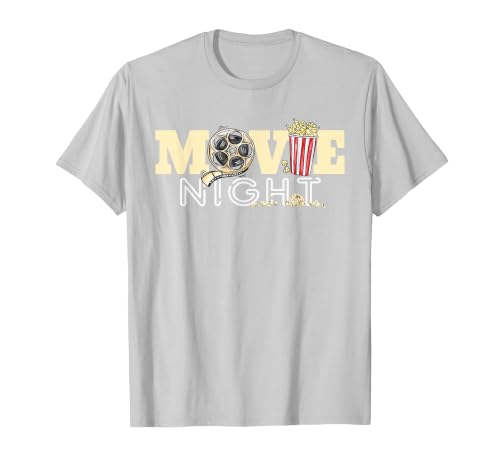 Movie Night T-Shirt Family Movie Night Shirts Popcorn Tees T-Shirt, Men, Silver Grey, Large