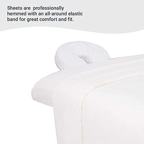 Forpro Premium Flannel 3-Piece Massage Sheet Set, White, For Massage Tables, Includes Massage Flat Sheet, Massage Fitted Sheet, And Massage Fitted Face Rest Cover #TOP3