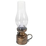 NOLITOY Lámpara Electrónica de Queroseno Vintage sin Llama Color Bronce Antiguo Luz Amarilla Decoración de Escritorio para Interiores Lámpara de Aceite Retro Decorativa y Ambiental