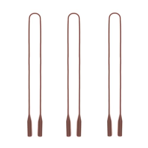 3 Pack Elastic Silicone Eye Glasses Strap, Sports Sunglasses Straps, Reading Eyeglasses Holder/Rope/String/Retainer/Cords/Lanyard around Neck for Men Women Kids (Brown)