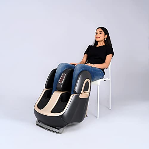 Image of Robotouch Ortholite foot Calf, thigh & knee roller foot massager machine with far infrared heating reduces muscle tension, fatigue, and pain relief, One year Warranty. (Black)
