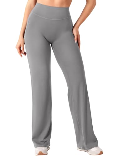 Image of YEOREO Ease Workout Leggings with Pockets for Women No Front Seam Straight Leggings High Waist Wide Leg Yoga Pants 29 inch / 31.5 inch