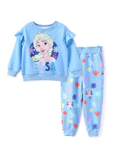 Image of Disney Frozen Toddler Girl Outfits Long Sleeve Shirt and Pocket Pant Clothing Sets Fall Casual Pullover Dailywear