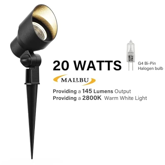 Malibu Low Voltage Landscape Lighting 20W Outdoor Spotlight Outdoor Weatherproof Lights for Low Voltage Landscape Lighting Floodlight Driveway, Yard, Lawn, Flood, Garden