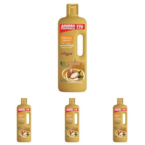 NATURAL HONEY - Gel de Ducha Argán (Formato Ahorro 1350ml) (Paquete de 4)