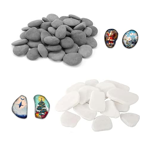 eupdd 20 Pezzi Sassi da Dipingere: 3-5cm Pietre Piatte da Dipingere per Regalo di Natale, La Pittura Creativa, Decorazione del Giardino, Rocce Naturali di Disegno, Pietre per Pittura, Dipingere Sassi