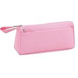 JuanYi Pink Pencil Case, Pencil Pouch, Simple Pencil Cases for Girls Boys, Large Pencil Case with Dual Pockets, Portable School Pencil Cases for School/Office/College/Exams